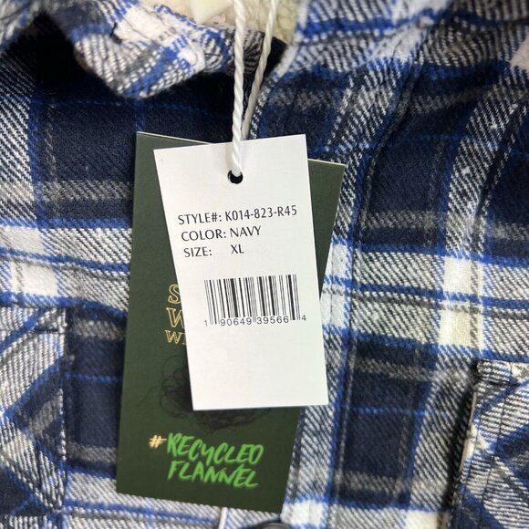 Jachs NY Men's Buffalo Plaid Wool Blend Blue White Jacket Sherpa Lined Sz XL - Picture 3 of 11